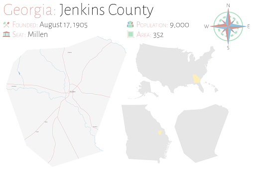 Ilustración de Mapa Del Condado De Jenkins En y más Vectores