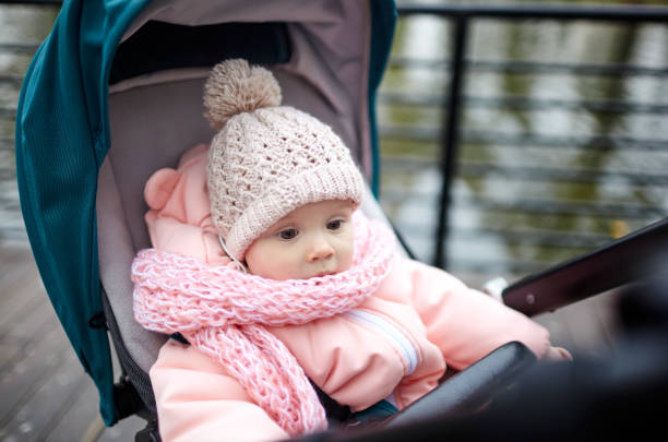 istock Baby in stroller on a walk in autumn park 1295760756