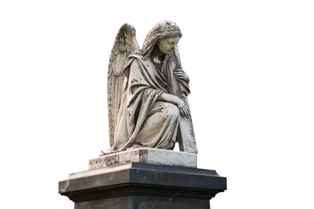 istock Statue of a young angel isolated on white 1295765844