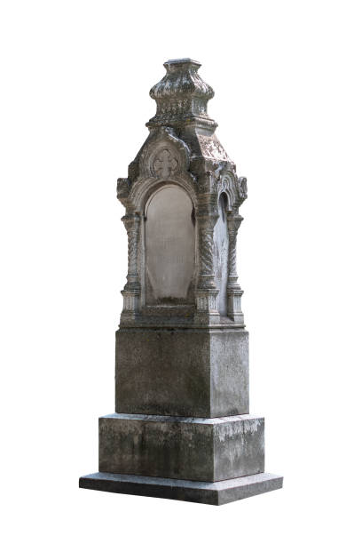 istock Old christian gravestone isolated on white background 1295765857