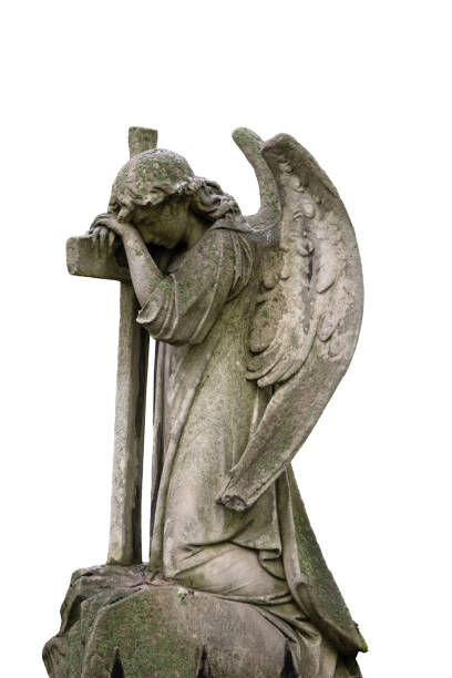 istock Statue of a young angel isolated on white 1295765892