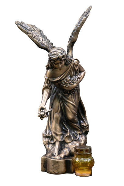 istock Statue of a young angel isolated on white 1295765899