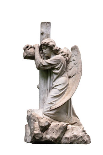 istock Statue of a young angel isolated on white 1295765924
