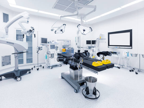 istock Modern hospital operating room with monitors and equipment 1295767178