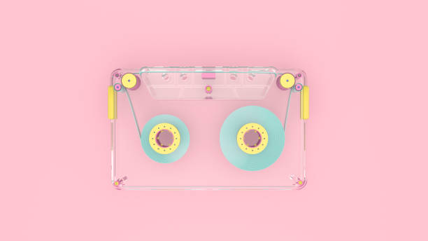 istock 3d render illustration of audio cassette on pink background. 1295770536