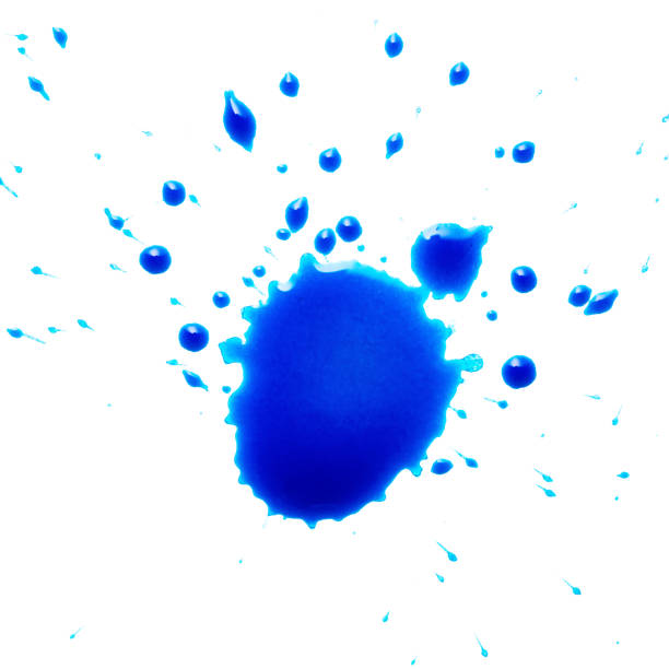 istock Abstract ink splashes or drop isolated on white background. Blue watercolor splashes isolated 1295773505