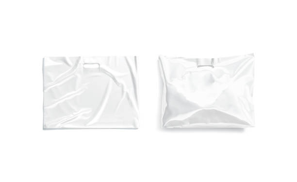istock Blank white die-cut full plastic bag with handle hole mockup 1295773579