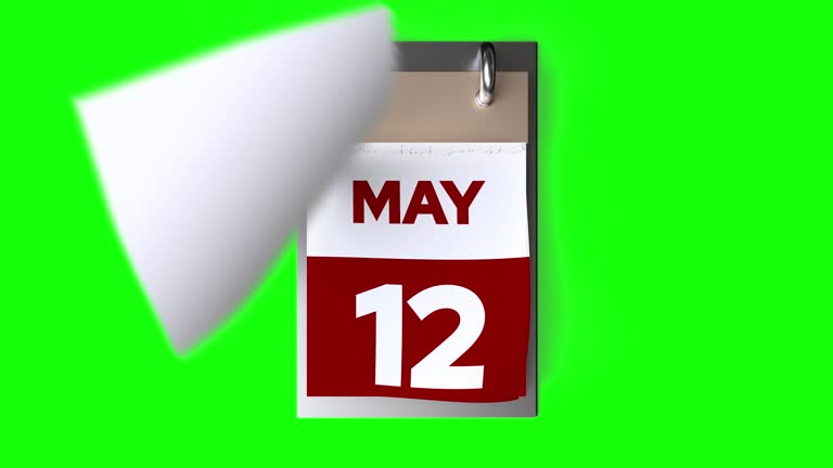 Calendar Animation, May Month, New Year Calendar on Green Background