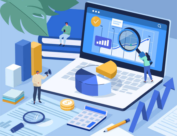 tax People Analyzing Data and filling Documents for Tax Calculation. Characters Preparing Finance Report with Graph Charts. Accounting and Financial Management Concept. Flat Cartoon Vector Illustration. accounting firm stock illustrations