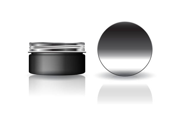 istock Blank black round cosmetic jar with silver lid for beauty or healthy product. 1295788803