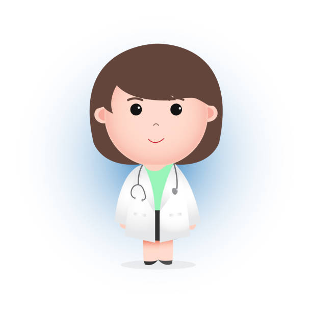 illustrazioni stock, clip art, cartoni animati e icone di tendenza di carino medico femminile sorriso illustrazione vettore - nurse standing white background beauty