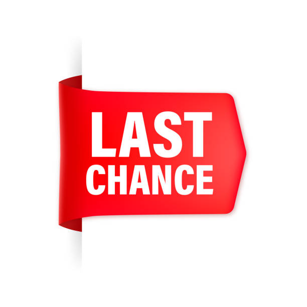 istock Last chance red ribbon in 3D style on white background. Vector illustration. 1295790627