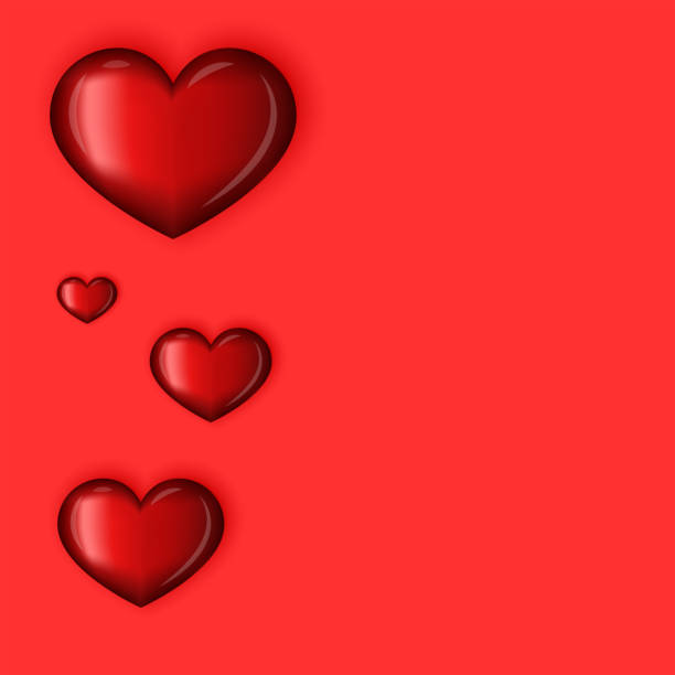 istock Valentine is day creative holiday poster mockup 3d shiny hearts on red background, wedding invitation template 1295792284