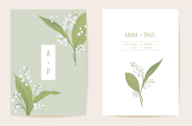 Lily flowers watercolor wedding card. Vector spring floral invitation. Rustic floral blossom. Boho template frame. Botanical Save the Date foliage cover, modern design poster