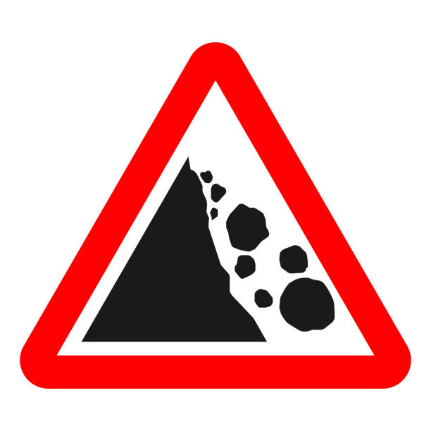 ilustrații de stoc cu posibile căderi sau căderi de roci vector sign - stâncă