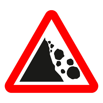 Possible falling or fallen rocks Vector Sign