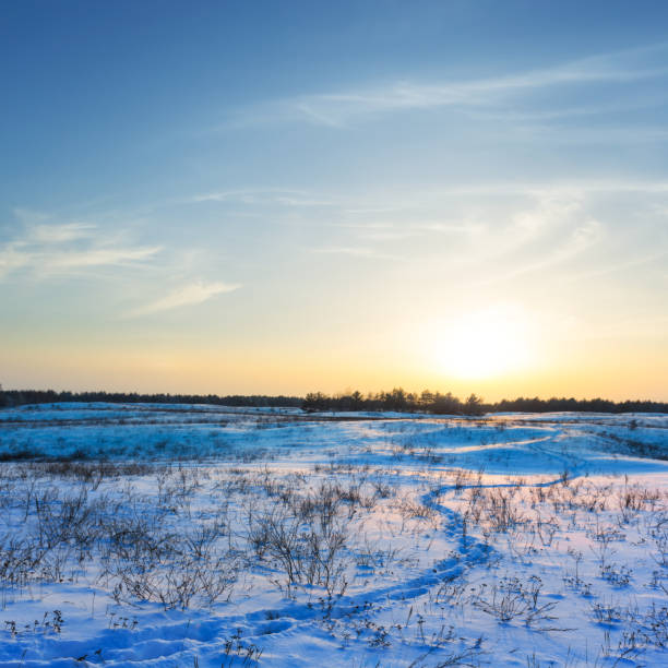 istock quiet sunset over a winter snowbound plains 1295799806
