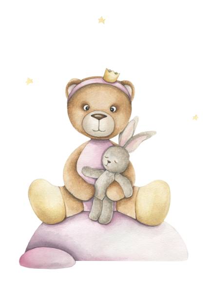ilustraciones, imágenes clip art, dibujos animados e iconos de stock de baby brown bear kids illustration - naughty nurse