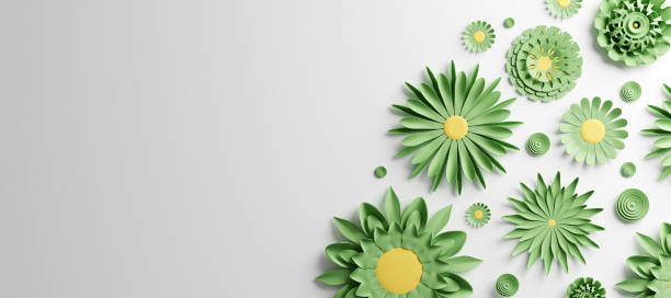 istock Paper flowers on white background. Handmade decoration 1295800274