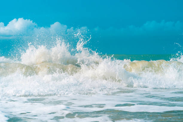 istock Beautiful waves and water splashing on the sea 1295802805