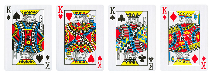 Set of Kings playing cards - isolated on white