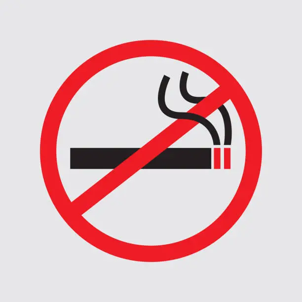 Vector illustration of No smoking sign red on white background