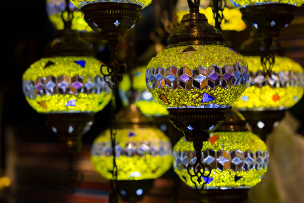Vintage crystal lamp details