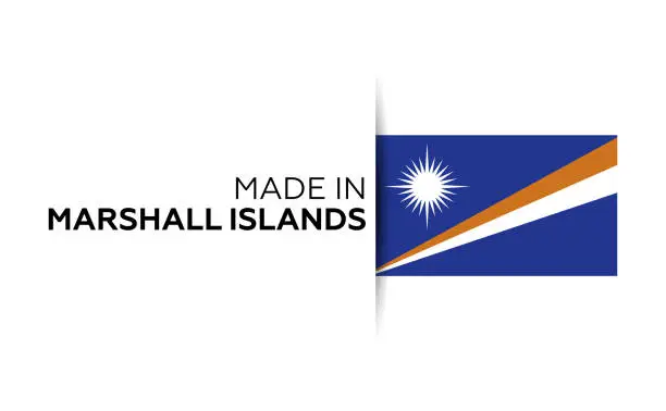 Vector illustration of Made in the Marshall Islands label, product emblem. White isolated background
