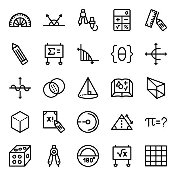 ilustrações de stock, clip art, desenhos animados e ícones de math icon set . mathematics, math, geometry, algebra, trigonometry icon - vector illustration. - matemática