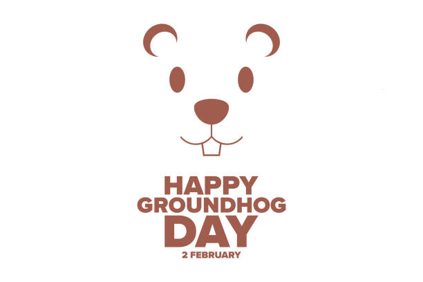 Happy Groundhog Day. 2 February. Holiday concept. Template for background, banner, card, poster with text inscription. Vector EPS10 illustration. Happy Groundhog Day. 2 February. Holiday concept. Template for background, banner, card, poster with text inscription. Vector EPS10 illustration groundhog stock illustrations