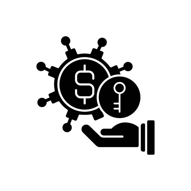 Turnkey finance functions black glyph icon Turnkey finance functions black glyph icon. Successful business model. Provider assumes responsibility for all required setup. Silhouette symbol on white space. Vector isolated illustration turnkey project stock illustrations