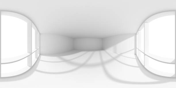 istock Empty white business office room with sun light from large window HDRI environment map 1295811302