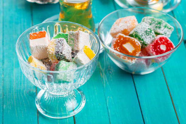 istock various pieces of turkish delight lokum and black tea 1295813334