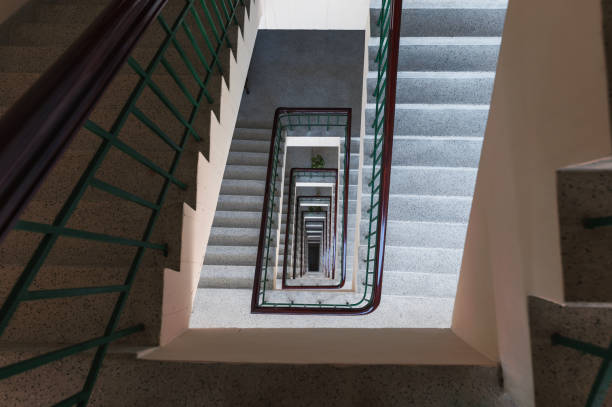 istock Top view of square shaped vintage staircase endless pattern 1295815362