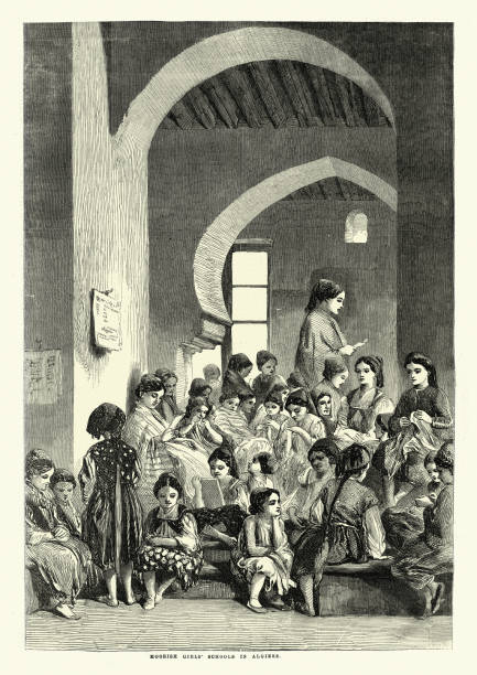 istock Moorish girls school in Algiers, 1850s, Victorian, 19th Century 1295815471