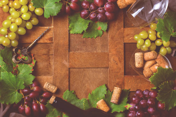 istock Wine tasting, degustation, invitation card with grape vine 1295816066