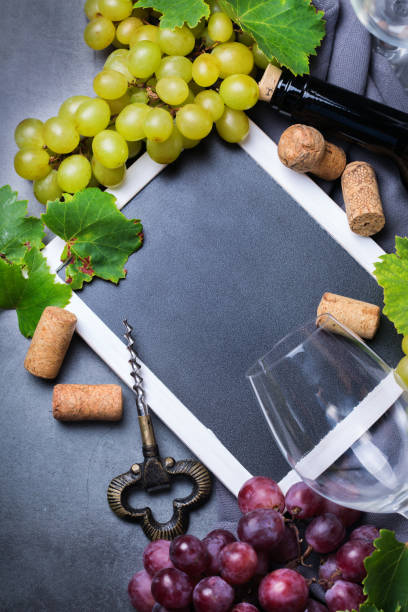 istock Wine tasting, degustation, invitation card with grape vine 1295816152