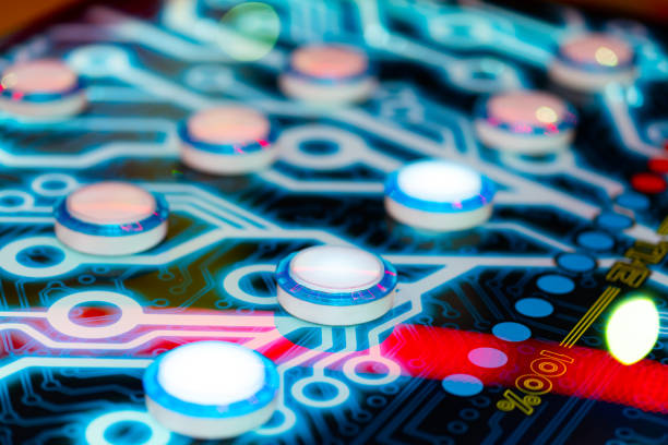 istock Close-up of an electronic arcade game. Board game button abstraction 1295817791