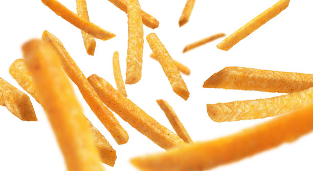 istock French fries levitate on a white background 1295818813