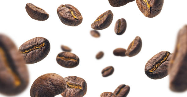 istock Coffee beans levitate on a white background 1295818961