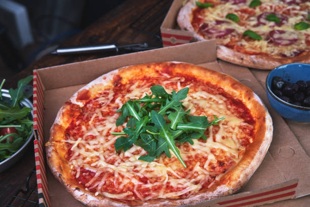 Pizza with Tomato Sauce, Cheese and Arugula