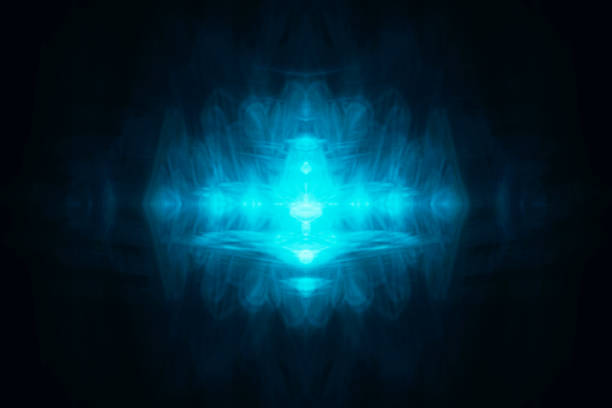 Teal mandala artwork. Smooth spread of ink explosion, kaleidoscopic background. Beautiful multicolor kaleidoscope texture. Abstract paint brush ink explode spread smooth concept. Movement geometric circle and star shapes. Glowing mandala artwork 3d illustration