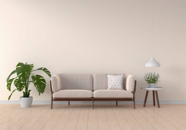 istock Sofa in brown living room for mockup,3D rendering 1295823684