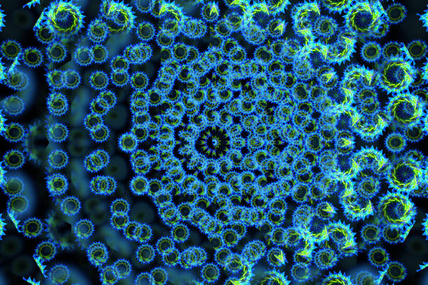 istock Teal mandala smooth spread of ink explosion, kaleidoscopic background. Beautiful multicolor kaleidoscope texture. Movement geometric circle and star shapes. Glowing mandala artwork 3d illustration 1295823718