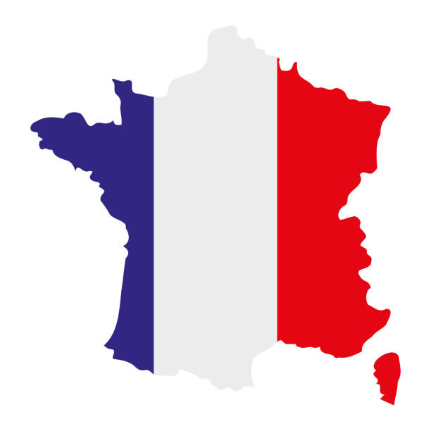 istock France. French map with tricolor flag. Vector icon. 1295825274
