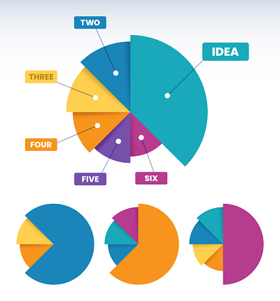 Pie chart 3D modern shape design element infographic