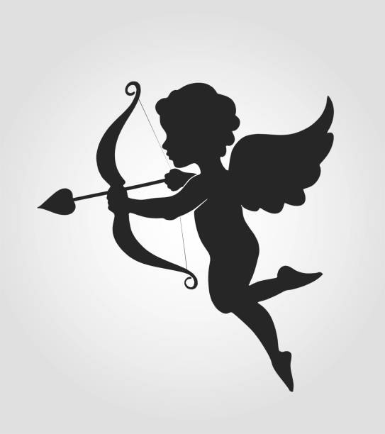 Cupid icon. valentines symbol. Cupid with bow and arrow vector art illustration