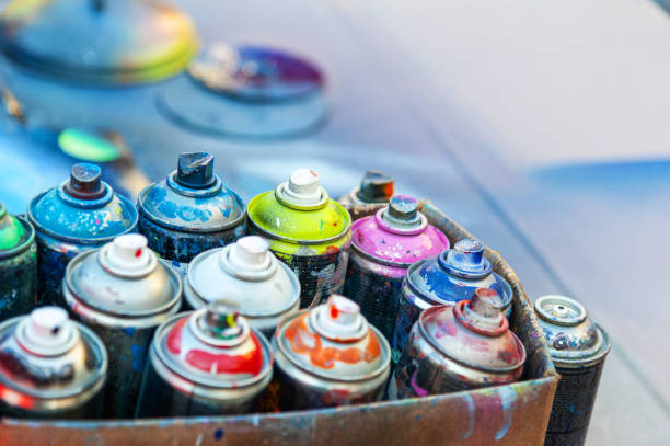 istock Used cans of spray paint . 1295833525