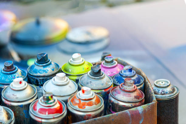 istock Used cans of spray paint . 1295833531