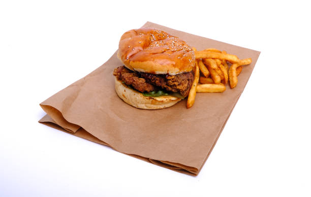 istock Chicken burger with french fries. 1295837288